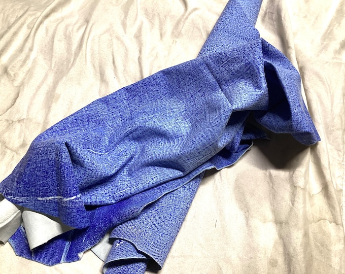 Blue Matrix Printed Leather Lambskin,  Leather Hide. OSM20620
