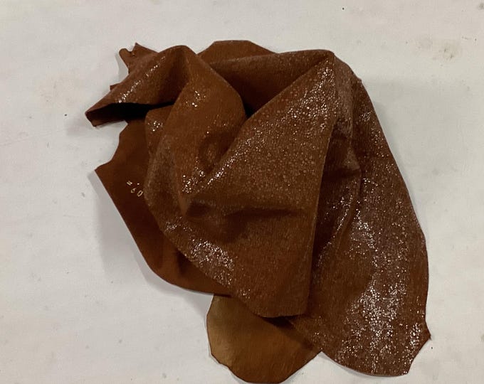 Cognac Cracked Leather Lambskins. Leather hides.  Crafting leather. OSM19