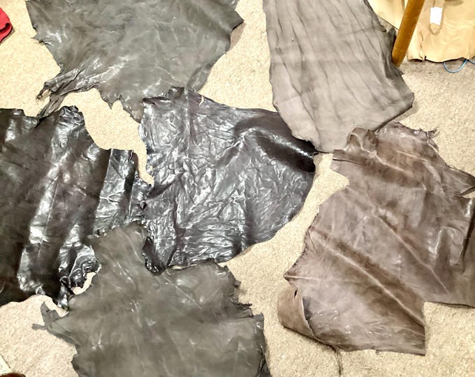 6 Brown Distressed Leather Lambskins.  Leather Hides.  Crafting Leather,  OSM472