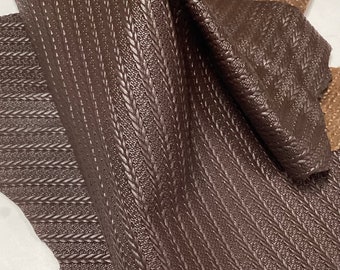 Brown Embossed Cowhide Leather Remnant (18x24 inch) FRE06