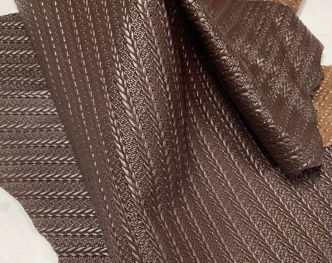 Brown Embossed Leather Cowhide Remnant, Leather Hides,  Cowhide.  FRE06