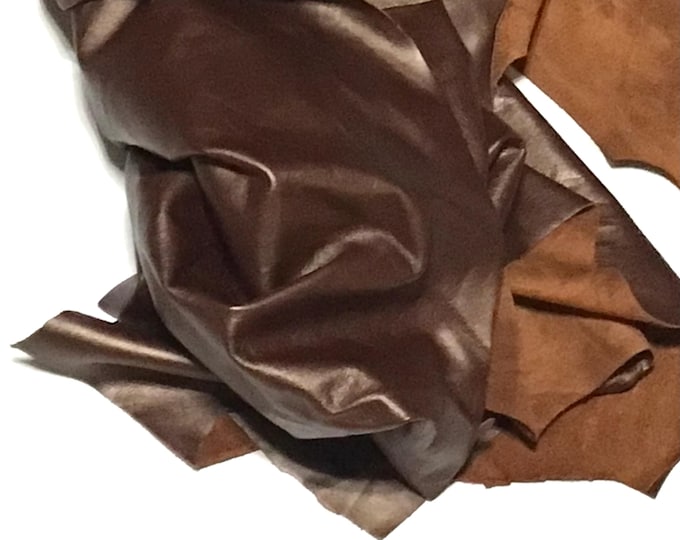 Copper Leather Cowhide Remnants. Leather Pieces. Cowhide,  DR1972