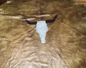46 square Feet Distressed Caramel Painted Steerhead Leather Cowhide.  STR101