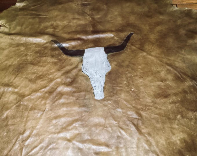 46 square Feet Distressed Caramel Painted Steerhead Leather Cowhide.  STR101