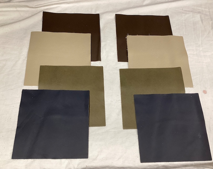 2 Packages of 8 Pieces of Leather Cowhide Squares. Remnants.   Scrap Leather. Crafting Leather. Jewelry Leather.  FC1