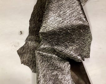 Silver and Black Leather Lambskin.  Leather Hides. Gifts.  OSM1132
