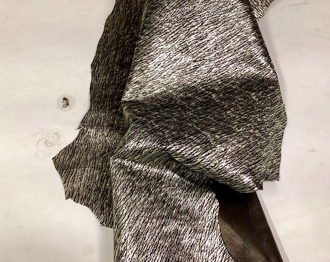 Silver and Black Leather Lambskin.  Leather Hides. Gifts.  OSM1132