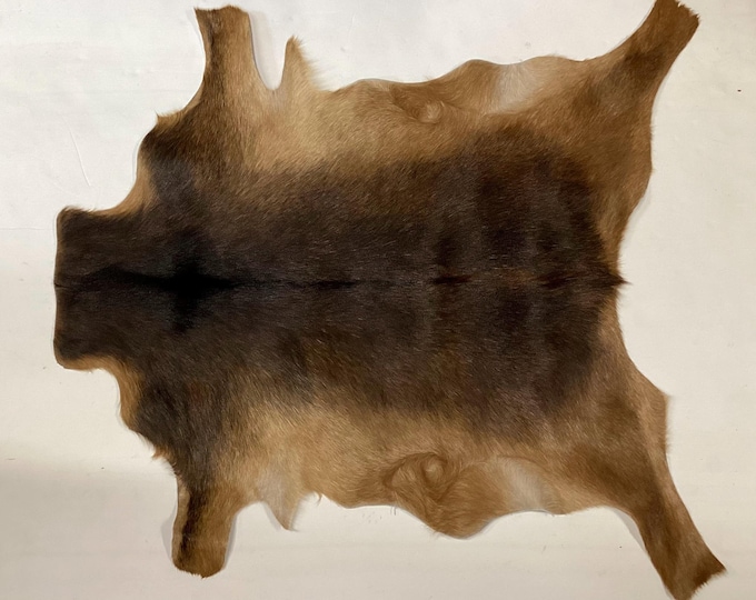 Brown and Black Exotic Hair On Goatskin. Rug. leather hide.  EX10