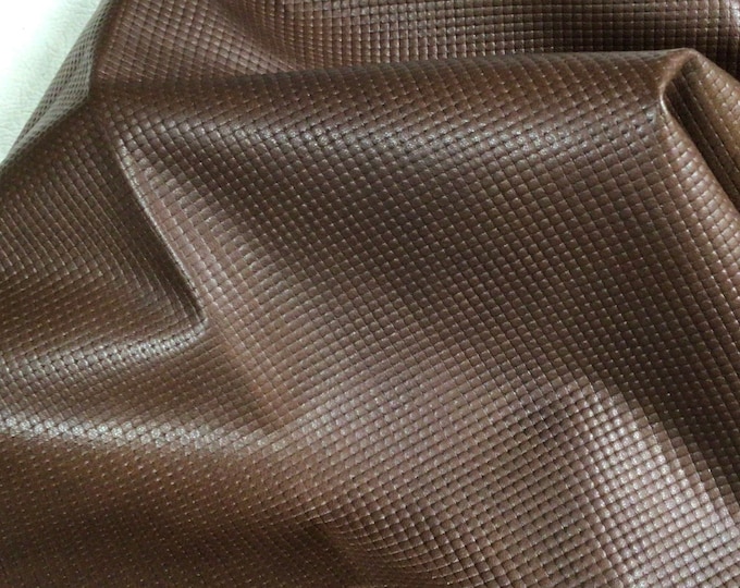 Brown Tiny Squares Embossed Leather Lambskins.  OSM20701