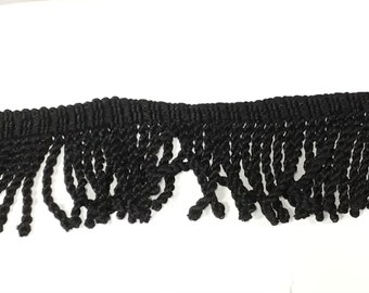 Black 3 inch Knitted Fringe,  Trim. Home Decor. Decorative. VNT30