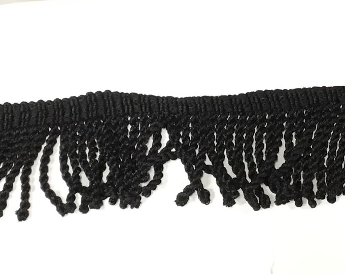 Black 3 inch Knitted Fringe,  Trim. Home Decor. Decorative. VNT30