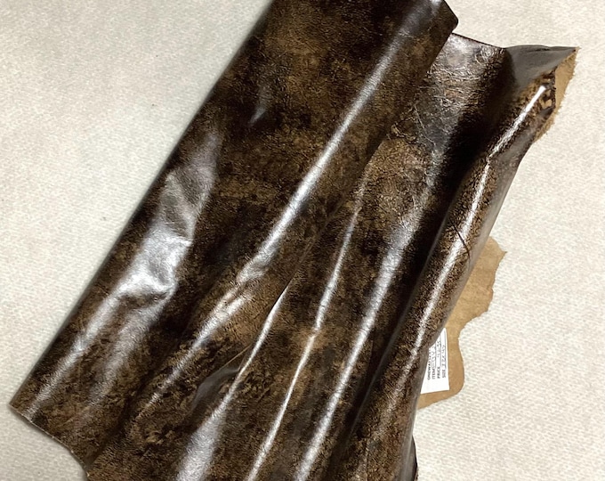 Wild West Desert Brown/Black Distressed leather Cowhide Remnants.  FBY2509