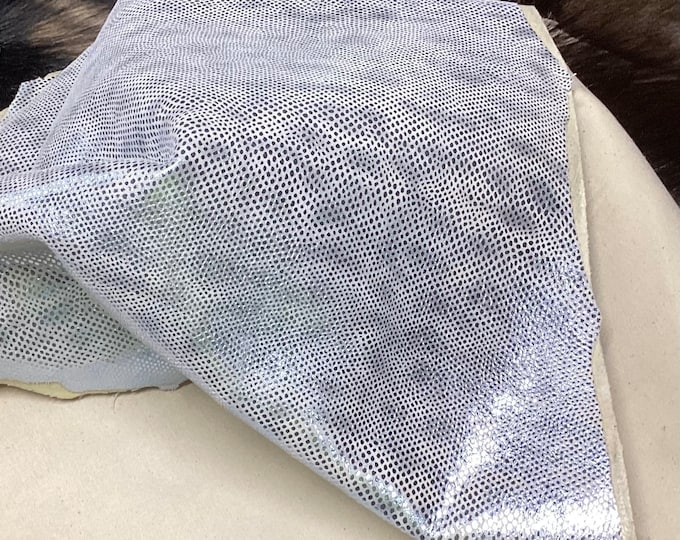 Blue and White Foil Printed Leather Lambskin. OSAm829