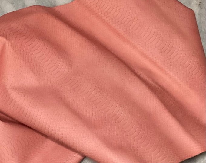10 square feet Pink Embossed Snakeskin Leather Cowhide Remnant. CA705