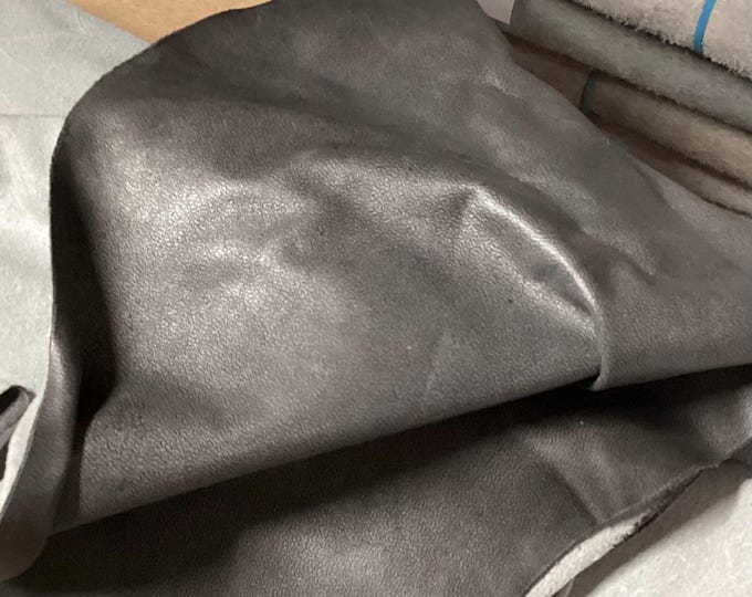 Silver Luster Leather Cowhide Remnant. Leather Hide.  481TOWN