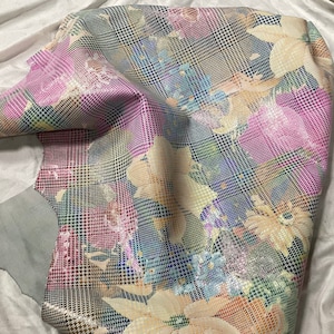 Printed Floral Leather Lambskins.  Leather Hides,  LAMB1228