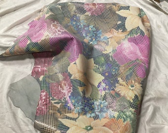 Printed Floral Leather Lambskins.  Leather Hides,  LAMB1228
