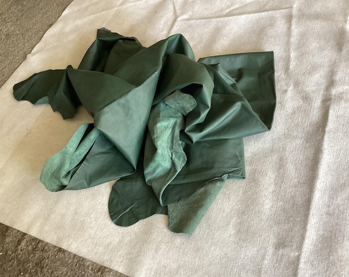 55 square feet Hunter Green  Leather Cowhide. Crafting leather.  605CL