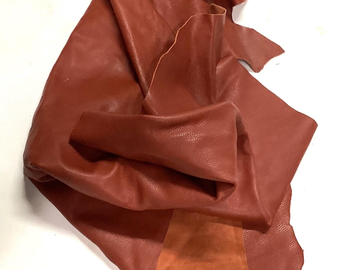 Rusty Red Pebbled Leather Cowhides Remnants.  Leather Hides.  Leather Pieces.  BR860