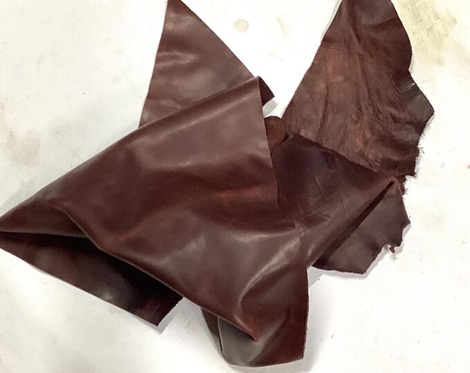 Lagoon Maroon Leather Cowhide Remnant, Leather Pieces.  Crafting Leather.  BR1003