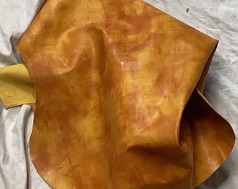 Brushed Orange Lambskin Leather Hide: Soft, Pliable Crafting Leather. OSM752