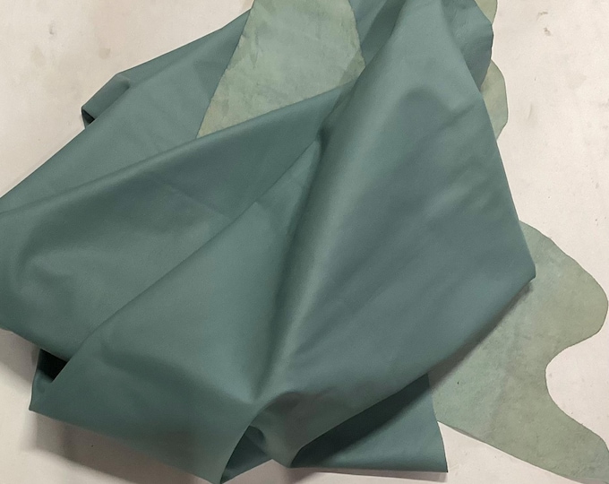 Light Turquoise Leather Cowhides, Leather Hides. Upholstery Leather.  Garment Leather.  BR858