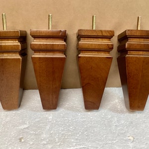Package of 4 Carved Square Walnut Finish Furniture Legs.  LQ6125