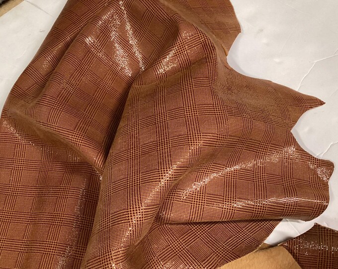Burnt Orange Houndstooth Leather Lambskin.  OSM20518