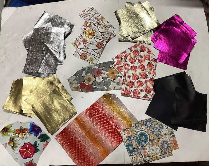 97 PiecesLeather Lambskins Squares.  Remnants.  Jewelry Leather. OSM466