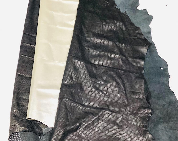 3 leather Lambskins. perforated. smooth. leather hides. Craft leather. BULK06