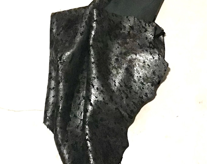 Gray and Black Distressed Leather Lambskin.  Craft Supplies. OSM60