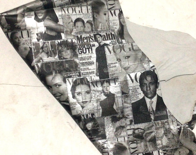 Silver and Black Printed Magazine Covers Leather Lambskins.  OSM51.  crafting Leather