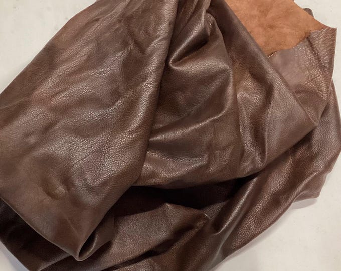 Brown Leather Cowhide Remnant. Leather Hide. Cowhide. Upholstery Leather, Garment Leather,  BR874