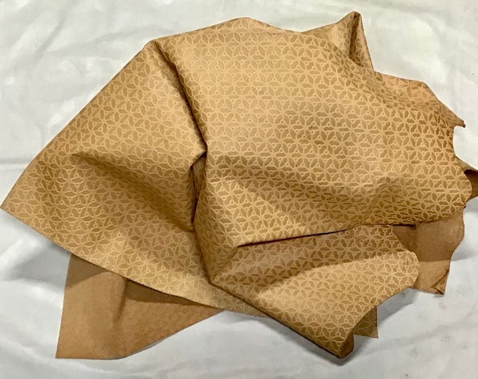 Tan Abstract  Embossed Leather Cowhide Remnant. DD4038