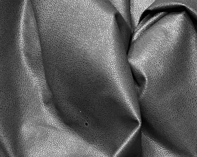 Blue Steel Gray Embossed Leather Dowhide Partial,  TOWN662
