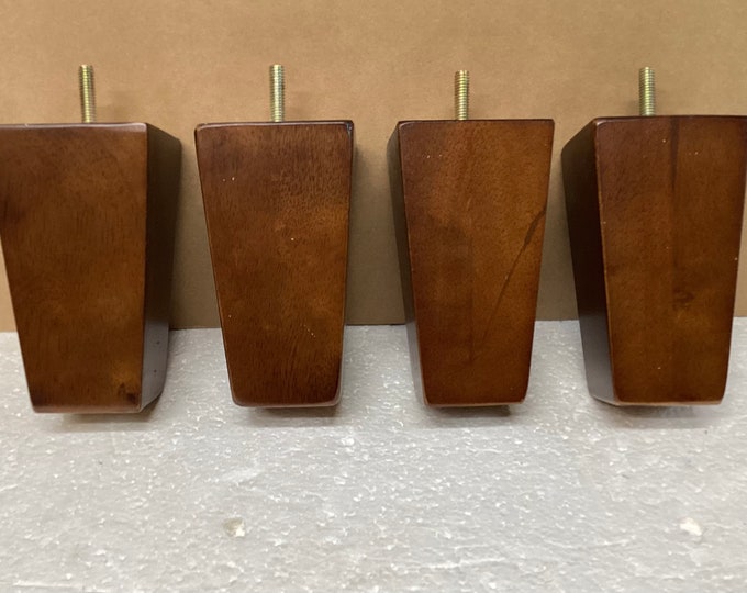 Package of 4 walnut Finish Furniture Legs. Chair Legs. Chair Risers. Sofa Legs  LQ5028W