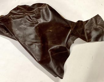 Molasses Brown Pullup Leather Cowhide Remnants.   BR177