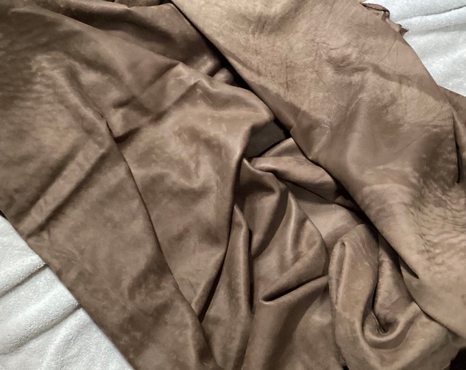 Distresed Milk Chocolate Brown Nubuc Leather Cowhides #BR619