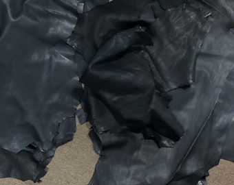 5 Black Leather Lambskin Hides, Leather Hides,  FRES252