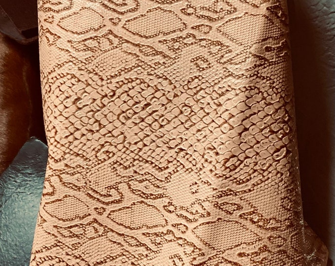 3 square feet Metallic Peach Embossed Python Leather Lambskins OSM762