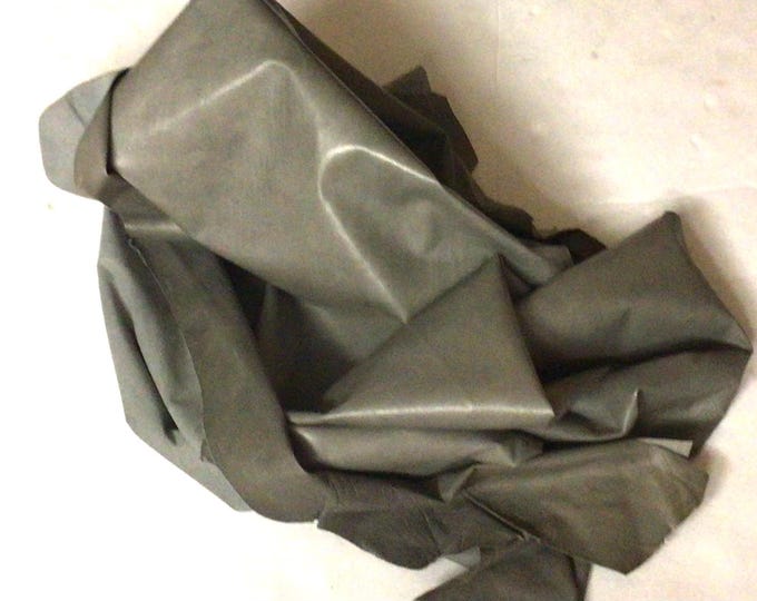 Gray Distressed Leather Lambskins. Leather Hides.  Crafting Leather. OSM1830