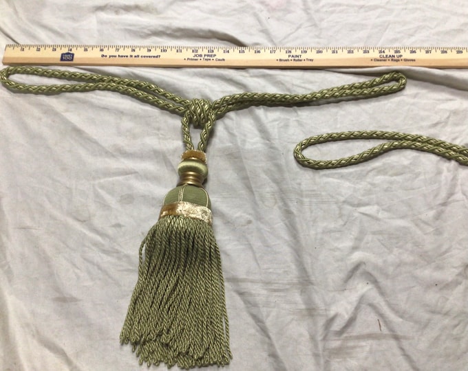 Package of 4 Green Russian Bullion 27 Inch Tiebacks. Home Decor.  Home Furnishings, Drapery.  Tassels. RB03