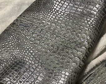 Gray Embossed Gator Leather Cowhide Remnant,  SCR09