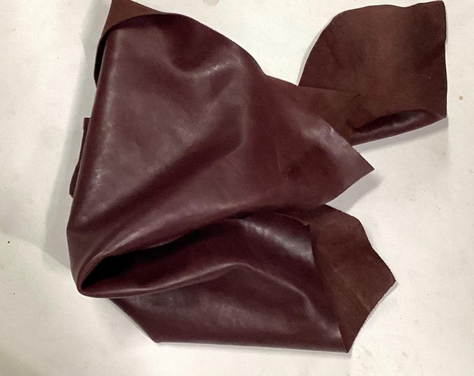 Maroon Leather Cowhide Remnants.  Leather Hide. Leather Pieces. Upholstery Leather.  OSM498
