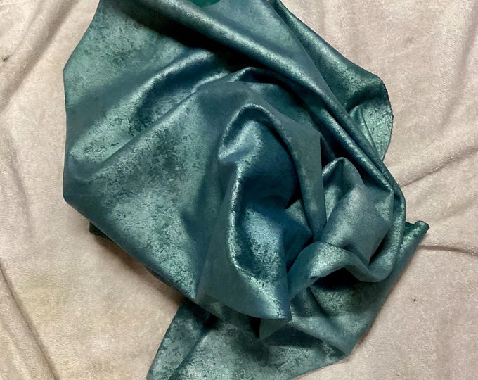 Metallic Luna Blue Suede Leather Cowhide. Leather Cowhide. Upholstery Leather. Automotive Leather,  TOWN483