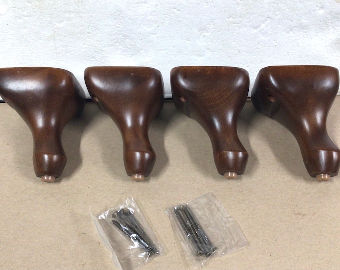 Queen Anne Dark Oak Wooden Furniture Legs in Pkgs of 2 or 4 Legs DA1064