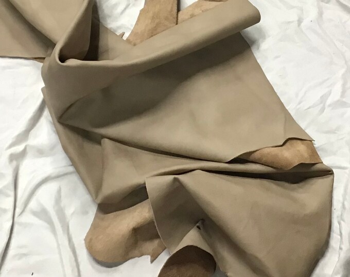 Beige Leather Cowhide Remnants,  Leather Hides.  HY705