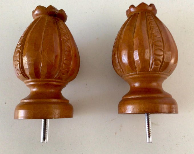 Package of 2 Golden Brown Hard Plastic Decorative Finials.  Crafts. Home Decor.  FN63