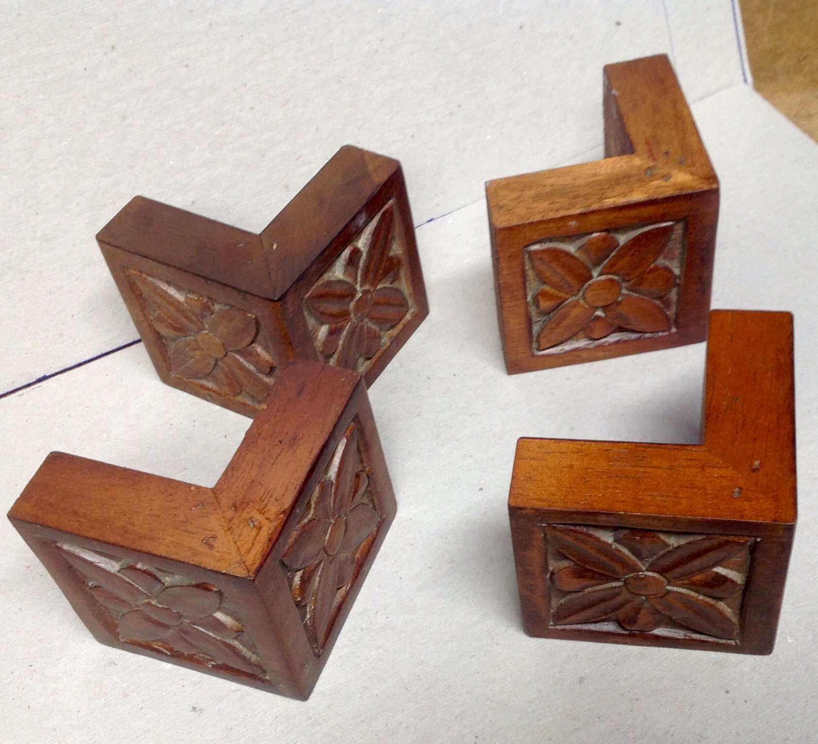 Decorative Corner Wood Blocks in Package of 4. Etsy