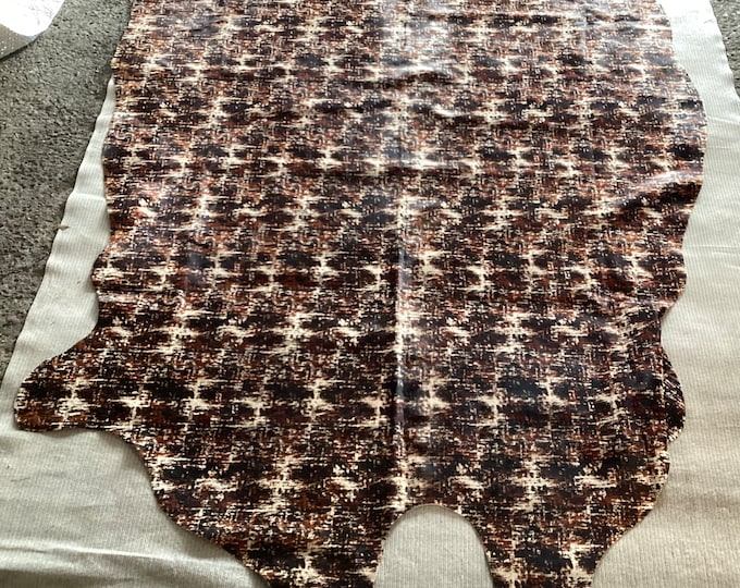 Tri Color Printed Brazilian Hair on Cowhide. Accent Rug.Decor.  19